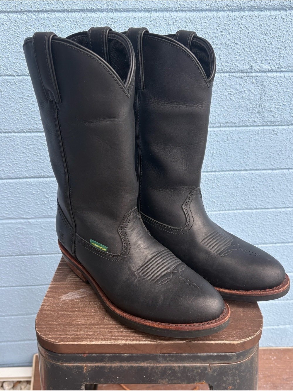 DAN POST NEW 10D Men's Black Leather Pull-On Western Boots